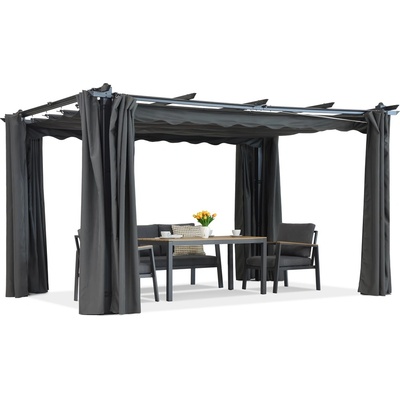 Garden Point Барбадос пергола за тераса 3х4 м със завеси Garden Point антрацит (ROGAP713)