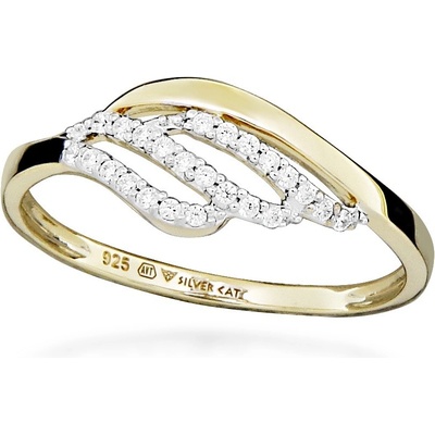 Silver Cat pozlacený prsten s kubickými zirkony SC567