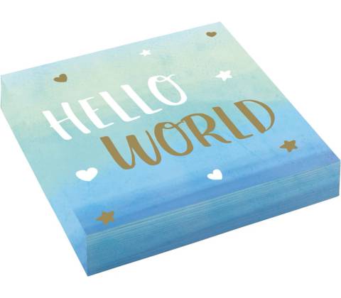Amscan servítky Hello World modré 33x33cm