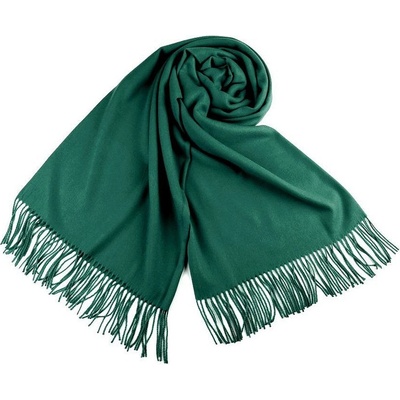 Šála typu pashmina s třásněmi zelená