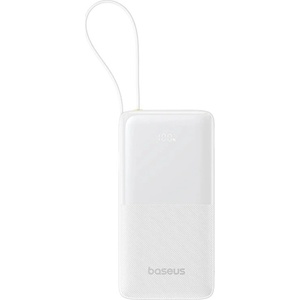 Baseus - Power Bank Bipow 2 (P10077101213-00) - с вграден USB-C кабел, Type-C, USB, Smart Display, 10000mAh, 20W - Бял