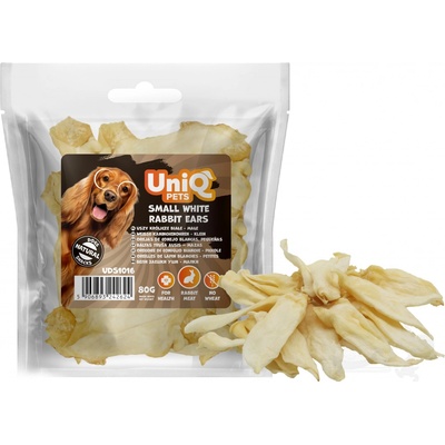 UNIQ Pets Králičí uši sušené bez srsti bílé 80 g