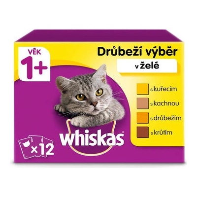Whiskas 1+ Adult drůbeží výběr v želé 12 x 85 g