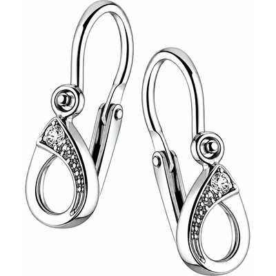 Zlaton Visací náušnice bílé zlato kapka se zirkony 1.4cm 1.05g 001480907247