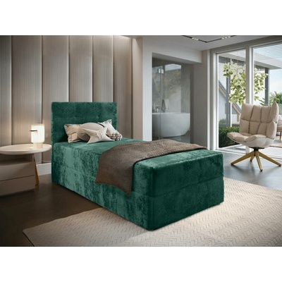 Textilomanie Glorien Velvet boxspring tmavě zelená matrace Bonell pružinová Kronos 19