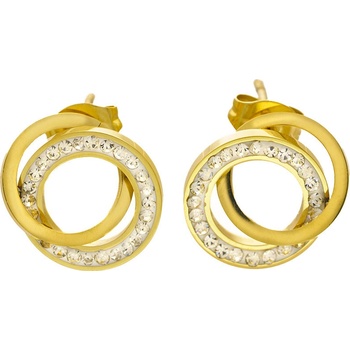 BRUNOshop.cz Náušnice propojené kroužky gold s kamínky S4443