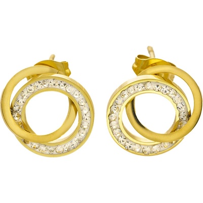 BRUNOshop.cz Náušnice propojené kroužky gold s kamínky S4443