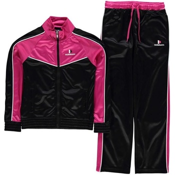 Donnay Poly T Suit Gl81 Blk Wht HotPink