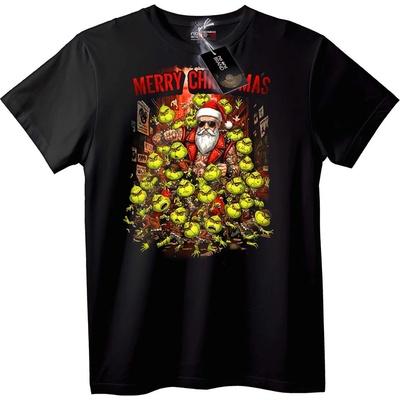 NOONEBRAND Тениска Весела Коледа Grinch Дядо Коледа - L, Black
