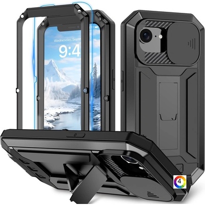 Apple iPhone 16e R-JUST Metal Back Cover /Tempered Glass Удароустойчив Калъф и Протектор