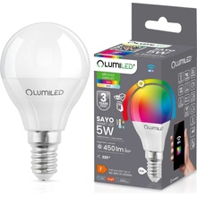 Lumiled LED žiarovka E14 P40 Bulb 5W = 40W 450lm RGB CCT Stmievateľná Smart TUYA WiFi SMART SAYO