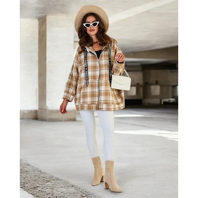 Resti Women's Shirt Type Coat čierna biela kaki krémová viacfarená