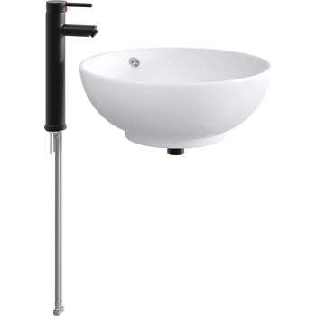 vidaXL Мивка за баня Матово черно 44 x 44 x 16 см Метал (890247)