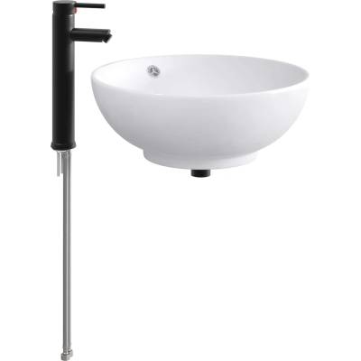 vidaXL Мивка за баня Матово черно 44 x 44 x 16 см Метал (890247)
