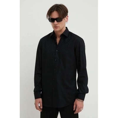 Hugo pánska bavlnená košeľa slim s klasickým golierom 50508316 čierna