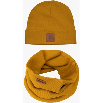 Doke Dětský set bavlněná čepice a nákrčník organic ed brown