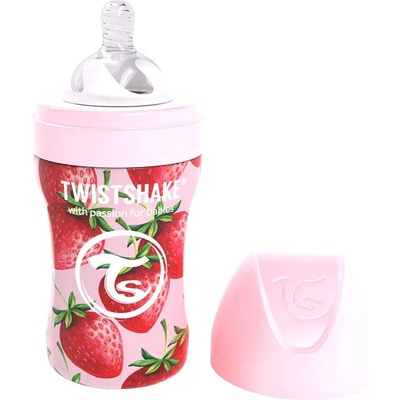 Twistshake Бебешко шише Twistshake - Розова ягода, неръждаема стомана, 260 ml (78553)