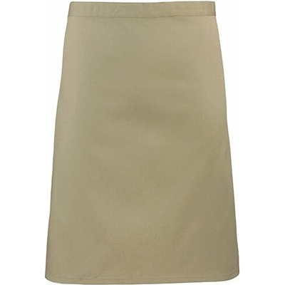 Premier Workwear Středně dlouhá keprová zástěra do gastro provozu khaki světlá 70 x 50 cm PW151