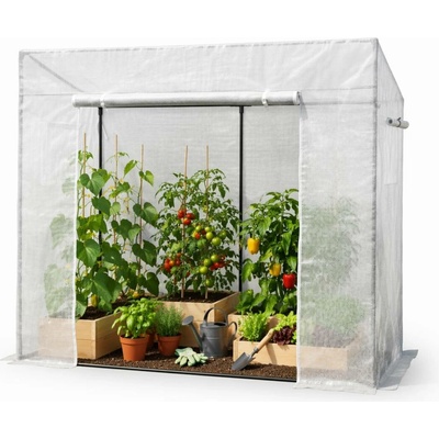 Garden Line SKLENÍK NA RAJČATA BÍLÝ 200 x 77 x 168/146 cm *0766