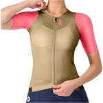 Castelli Дамска фланелка с къс ръкав за колоездене Castelli Women's Corretto Jersey Cycling jersey - Elmwood / Rosa Giro (156-2744-0113)