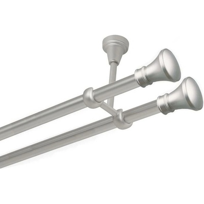 OK-GarnýžeCZ Garnýž kovová dvouřadá 19mm Koloseo double satina 460 cm do stěny / na tunýlek - bez kroužků
