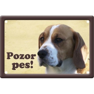 Plechová psí cedule, Bígl, Pozor pes