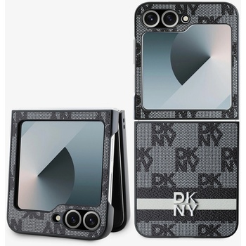 DKNY PU кожа с кариран десен и райета заден капак за Samsung Galaxy Z Flip 6 Black DKNY | Lilav | МЪЖЕ | UNI