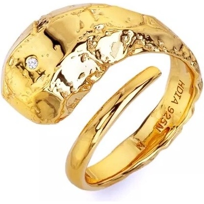 Hot Diamonds Dizajnový pozlátený prsteň s diamantom Golden Edit Muse DR300