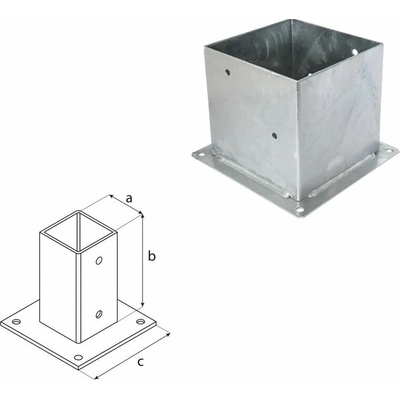 Domax zaskrutkovacia pätka stĺpika so štvorcovou základňou PSP 200 - 201 x 200 x 260 x 2.5 mm