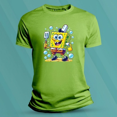 Sandratex Bavlněné dětské tričko SpongeBob kuchař Lime