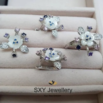 SXY Jewellery Дамски сребърен комплект "Цветя" | ss4134