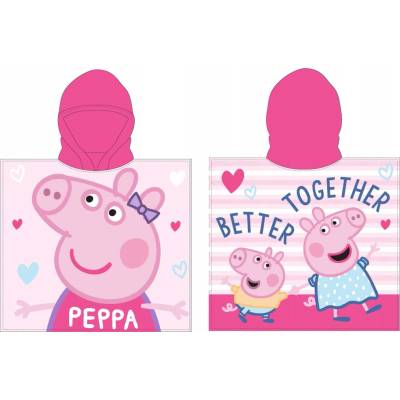 E plus M dívčí pončo osuška s kapucí Prasátko Peppa motiv Better together 55 x 110 cm