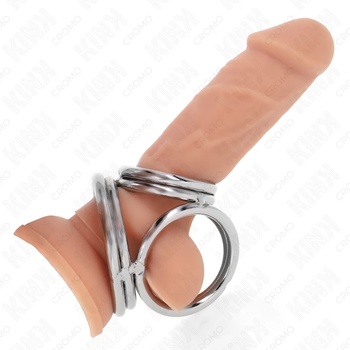 Метален пръстен за пенис и тестиси, троен - Kink Triple Ring V2 (D-241298)