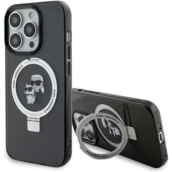 KARL LAGERFELD Кейс Karl Lagerfeld KLHMP15LHMRSKCK за iPhone 15 Pro 6.1"", черен / черен, твърд, Ring Stand Karl&Choupette MagSafe (KXG0075634)