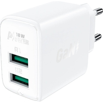 ACEFAST Зарядно устройство Acefast A33, 2x USB, 18W, QC 3.0, AFC, FCP, бяло (A33 white)
