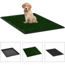 Shumee Toaleta pre psov s nádobou a umelou trávou zelená 64x51x3 cm