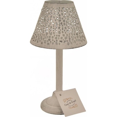 Svícen kov lampa puntík bílý 10x10x20 cm