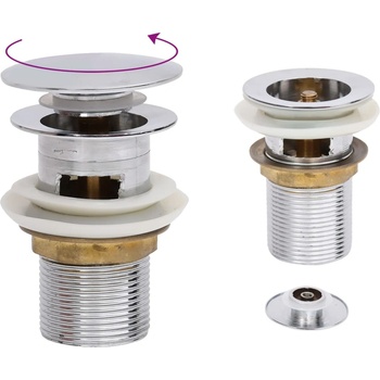 vidaXL Сифон клик-клак с преливник, хром, 6, 4x6, 4x9, 1 см (149055)