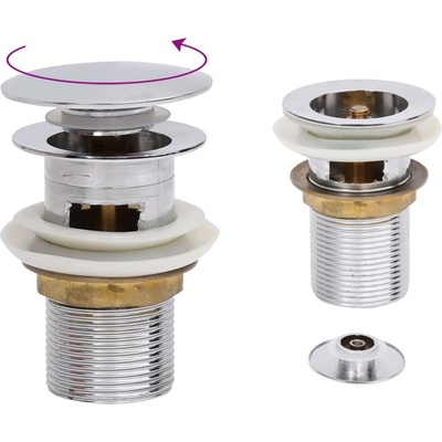 vidaXL Сифон клик-клак с преливник, хром, 6, 4x6, 4x9, 1 см (149055)