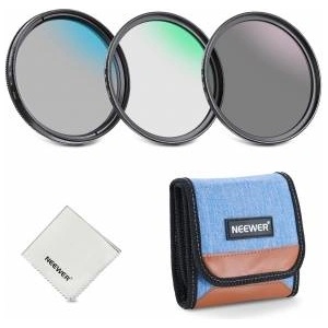 NEEWER 77mm UV/CPL/ND lens filter set, UV protection + circular polarizing filter + gray filter (ND8) camera lens filter set with multi-coated optical glass, slim frame and storage box - 10106147