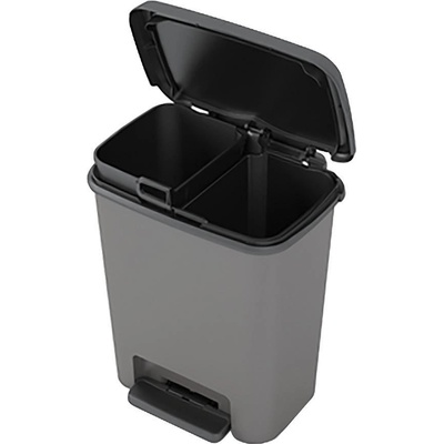 KIS Compatta Koš recycling, 11+11 L, černý / šedý, na odpad, s pedálem