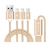 Devia Универсален кабел с 2xLightning и MicroUSB конектори - Devia Premium 3 in 1 Cable (златист)