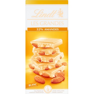 Lindt Les Grandes biela čokoláda s mandľami 150 g
