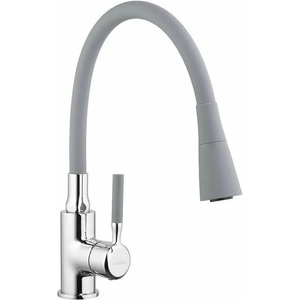INVENA Кухненски смесител с гъвкав чучур Invena Hula сив - хром (BZ-85-L05-L)