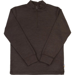 Joha Детски вълнен пуловер Joha Kid's Blouse with Zip Merino base layer - Dark Brown - размер 110 (704-6194-0213)