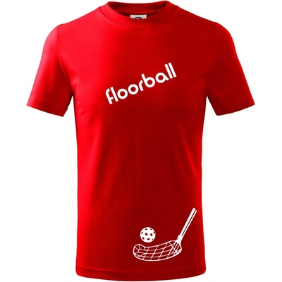 Floorball nápis šikmo tričko detské červená
