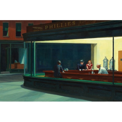Plagát, Obraz - Noční dravci, Edward Hopper, 91.5 × 61 cm
