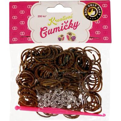 Loom Band s Pletací Gumičky tmavě hnědé 200ks háček