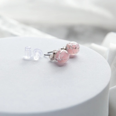 Lampglas Náušnice Soft Pink Nude s rýdzim striebrom ENM5/AG/RHO-PU