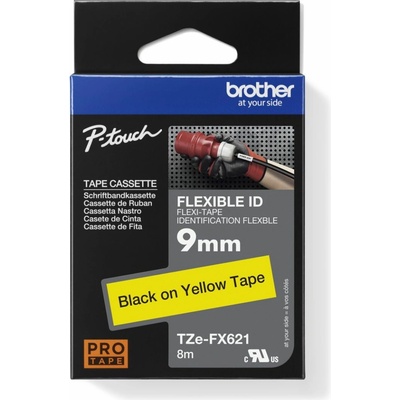 Brother TZe-FX621, 9 mm, flexibilní žlutá / černý tisk TZEFX621